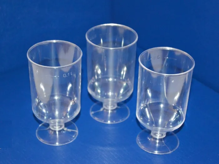 Набор пластиковых прозрачных стаканов 100 мл на ножке 10шт/уп
